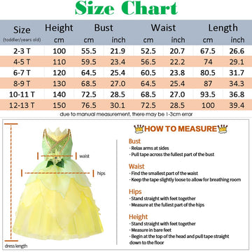 Tyhtym Princess Tiana Costume For Girls Princess And The Frog Cosplay Dress Up Toddler Halloween Birthday With Accessories (Gree