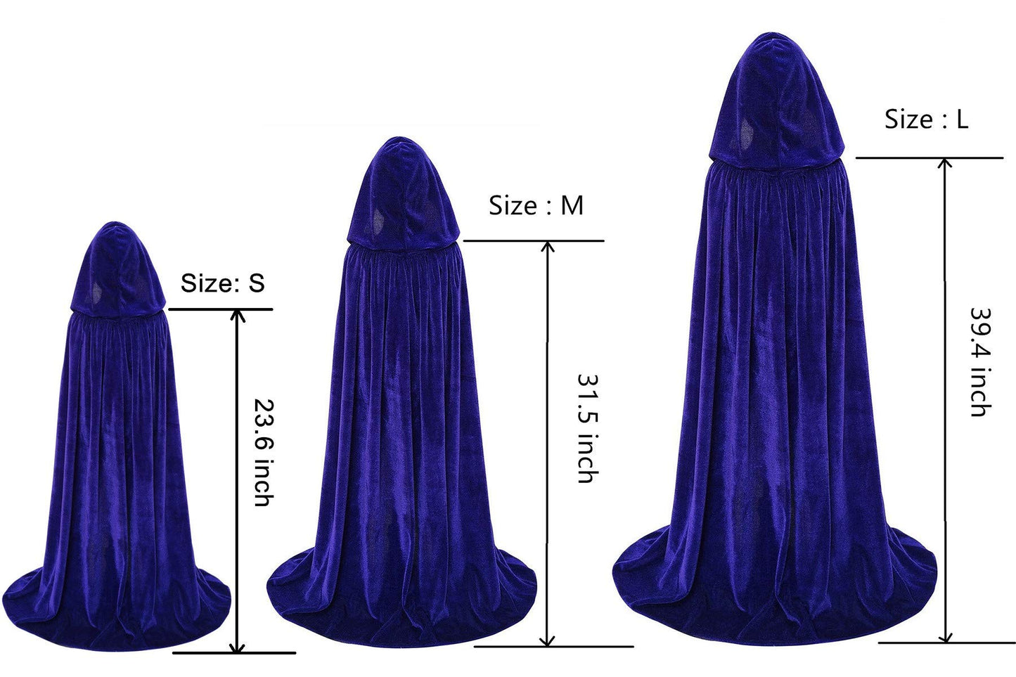 Makroyl Kids Velvet Cloak Cape With Hooded For Halloween Christmas Cosplay Costumes (Small, Blue)