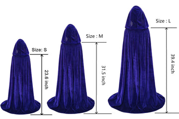 Makroyl Kids Velvet Cloak Cape With Hooded For Halloween Christmas Cosplay Costumes (Small, Blue)