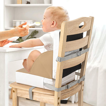 Portable Toddler Booster Seat For Dining Table, Anti-Scratch Cushion With Non-Slip Bottom, Adjustable Safety Straps, One-Second