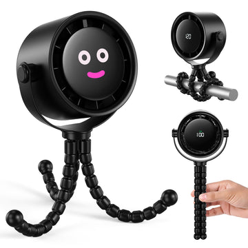 Koonie 5000Mah Portable Stroller Fan, 6 Inch Rechargeable With Flexible Tripod, Handheld, 20H Work Time, 3 Speeds, Rotatable For