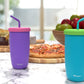 Bakerpan Silicone Straw Cup For Toddlers And Kids, 12 Ounce Silicone Cups With Straw (Purple)