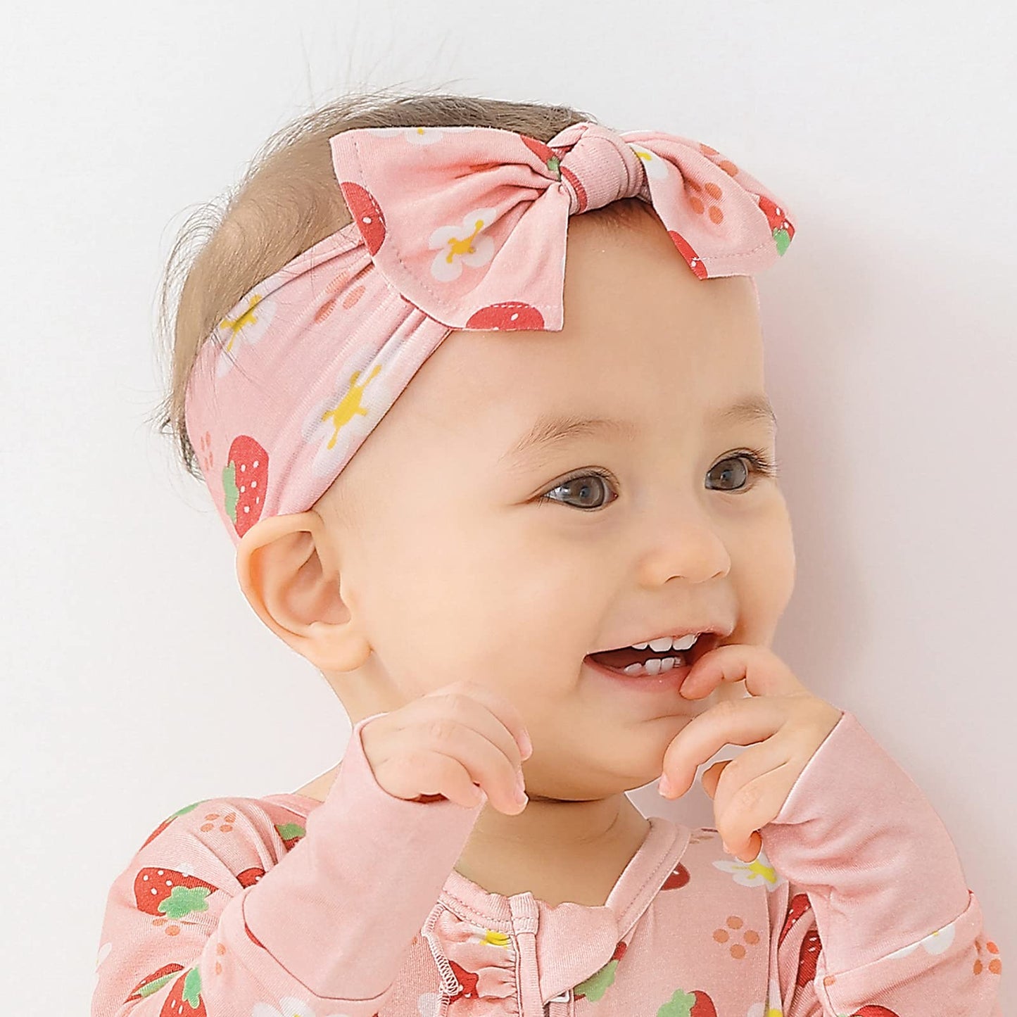Little Jamjams Stretchy Ultra-Soft Knit Baby Bow Headband Hair Bands Top Knot Head Wraps - Strawberry Sweetie Pink