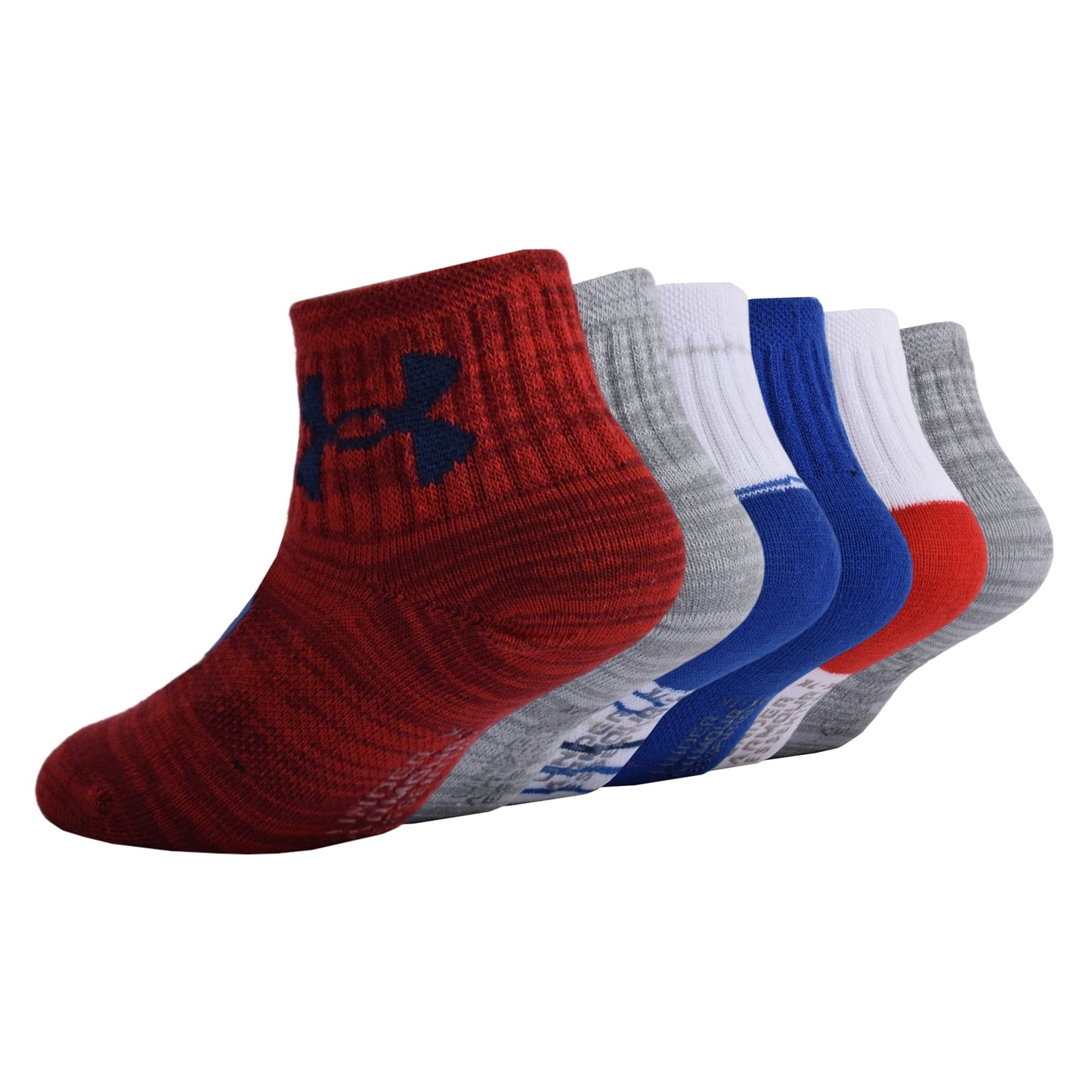 Under Armour Baby Boys Multi Pack Baseball Essential Quarter Sock, Red, 12-24 Months