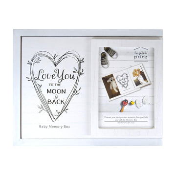 PRINZ Le Petit Decorative Baby Photo Keepsake Box for Cherished Memories, Gender Neutral Baby Shower Gifts Nursery Decor, White