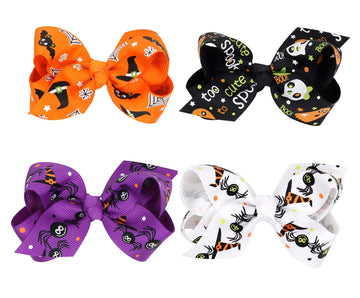 Love Sweety Baby Rose Halloween Headband Infant Pumpkin Hairband Bow Hair Clips (4Pc Clips-G)