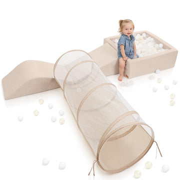 Fun Climbing Toy Set For Toddlers Aged 1-3 - Incl. Crawl Through Tunnel, Large Ball Pit & Climbing Blocks For Unlimited Indoor F
