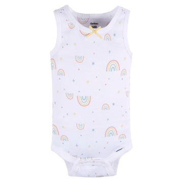 Gerber Baby Girls Multi-Pack Sleeveless Onesies Bodysuit Orange Flower 12 Months