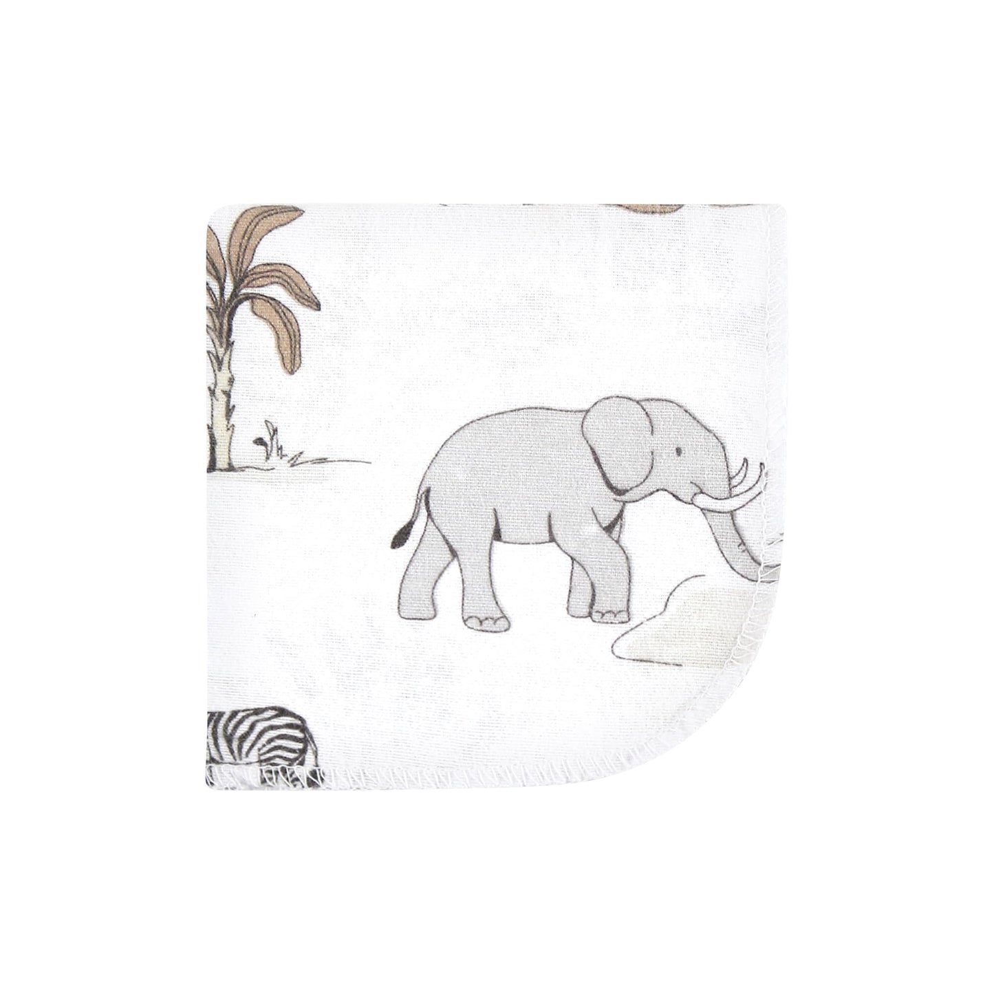 Hudson Baby Unisex Baby Flannel Cotton Washcloths 12-Pack, Neutral Safari World, One Size