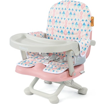 YOLEO Baby High Chair Booster Seat for Dining Table, Adjustable Height Travel Foldable High Chairs with Tray