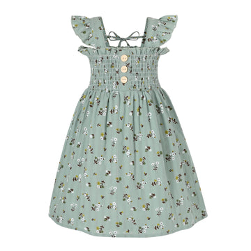 Jeelligular Toddler Dress Ruffle Sleeveless Button Down Denim Dress For Toddler Girls Summer Beach Casual A-Line Sundress(Green