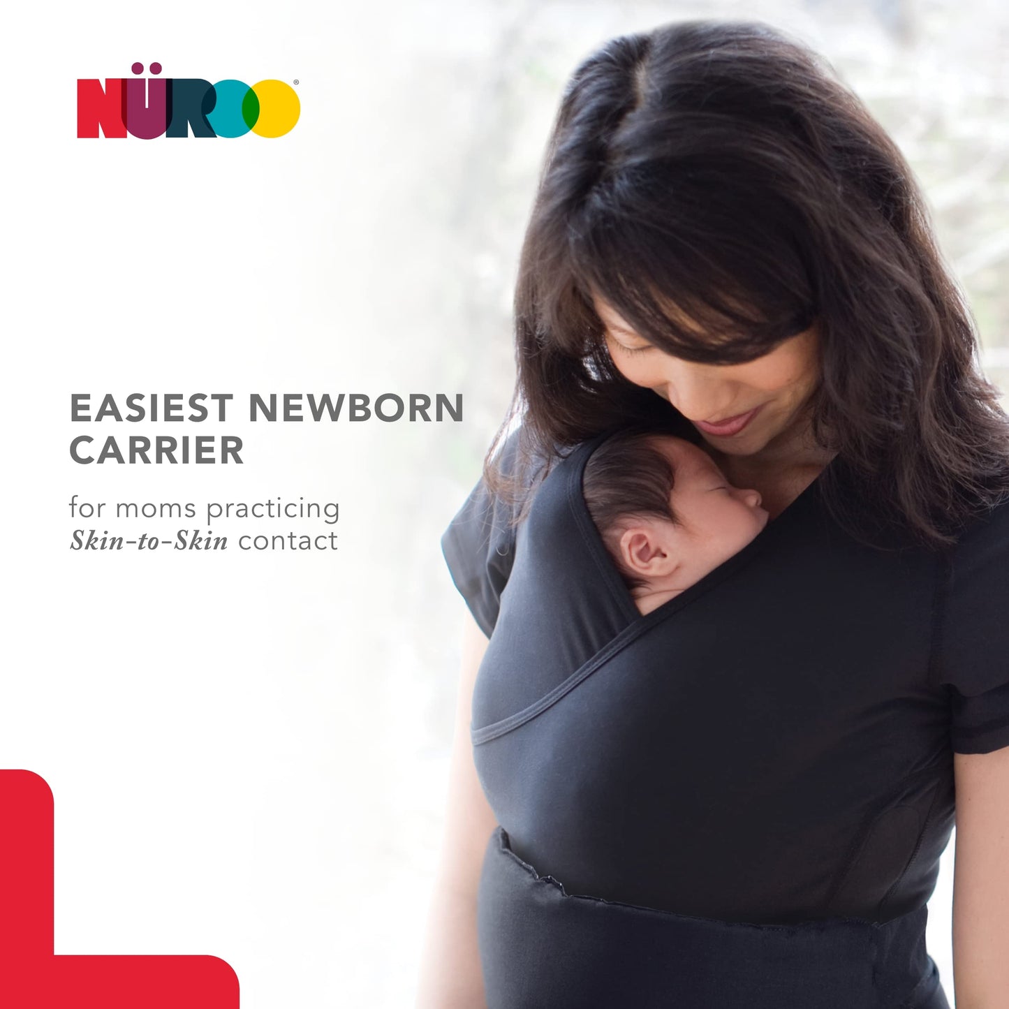 Brownmed - NuRoo Pocket - Comfortable Skin-to-Skin Shirt for Mom & Baby - Full-Coverage Baby Wrap Carrier Shirt for Newborns - B