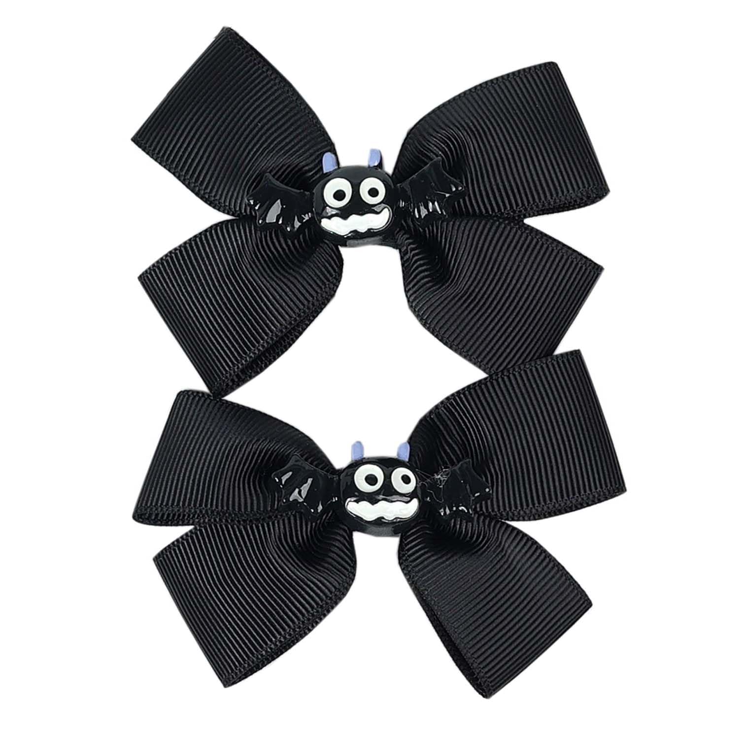 Baby Halloween Hair Bow Clip Girls Halloween Hair Clip Headwear Halloweens Hair Accessories 2 Pack WJR19 (Black Bat)