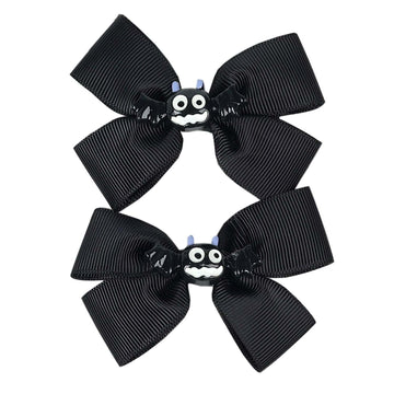 Baby Halloween Hair Bow Clip Girls Halloween Hair Clip Headwear Halloweens Hair Accessories 2 Pack WJR19 (Black Bat)