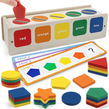 Wooden Sorting Toys Montessori Color & Shape Sorter Class Activity Toddlers Fine Motor Game for Colors and Shapes Recognition, X