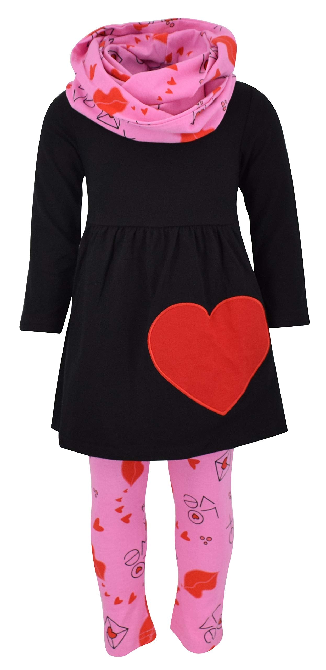 Unique Baby Girls Valentines Day Love Letters Toddler Outfit Legging Set (10 Years, Black)