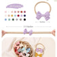 Jollybows 20Pcs Baby Girl Bow Headbands Newborn Nylon Hairband 2' Neutral Linen Infant Hair Bows