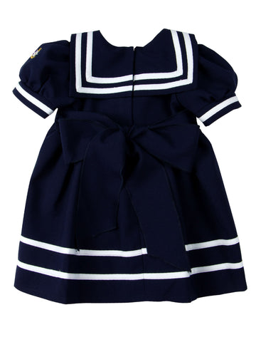 Spring Notion Baby Toddler Girls Nautical Sailor Dress With Hat Style-A Medium / 6-12 Months Navy