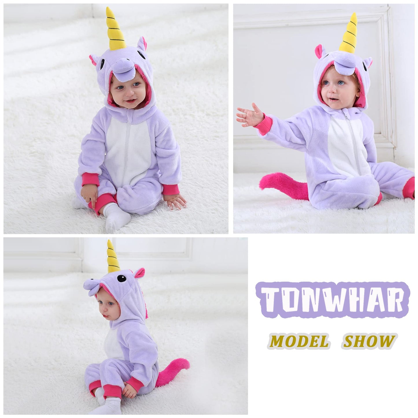 Tonwhar Infant And Toddler Halloween Cosplay Costume Kids' Animal Outfit Snowsuit(3-4T,Purple Unicorn)