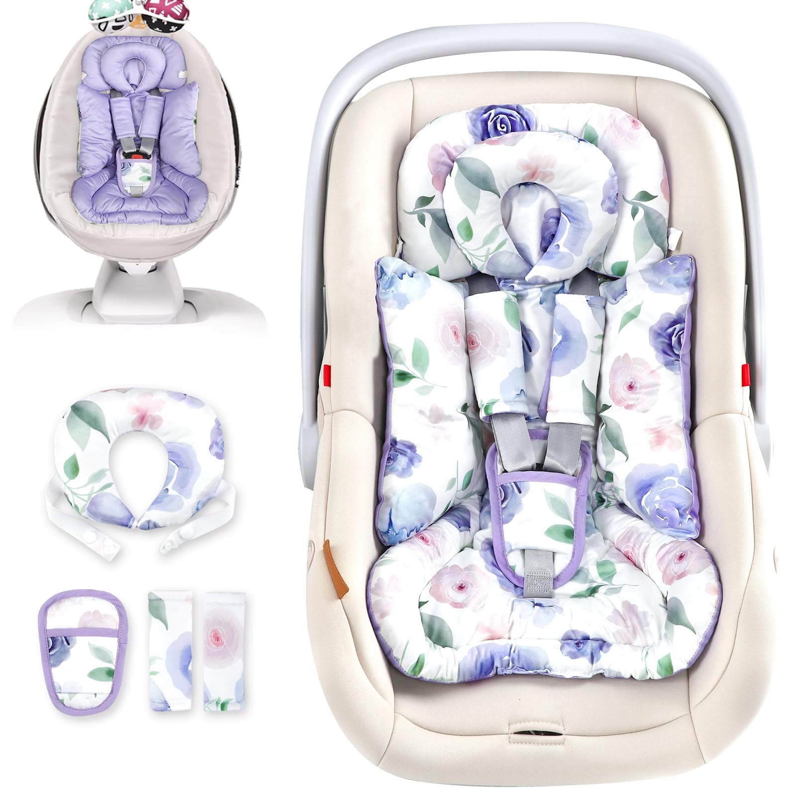 TANOFAR Infant Car Seat Insert with Removable Cushion for Baby Girls, Reversible Newborn Carseat Insert for Baby Head Body Suppo
