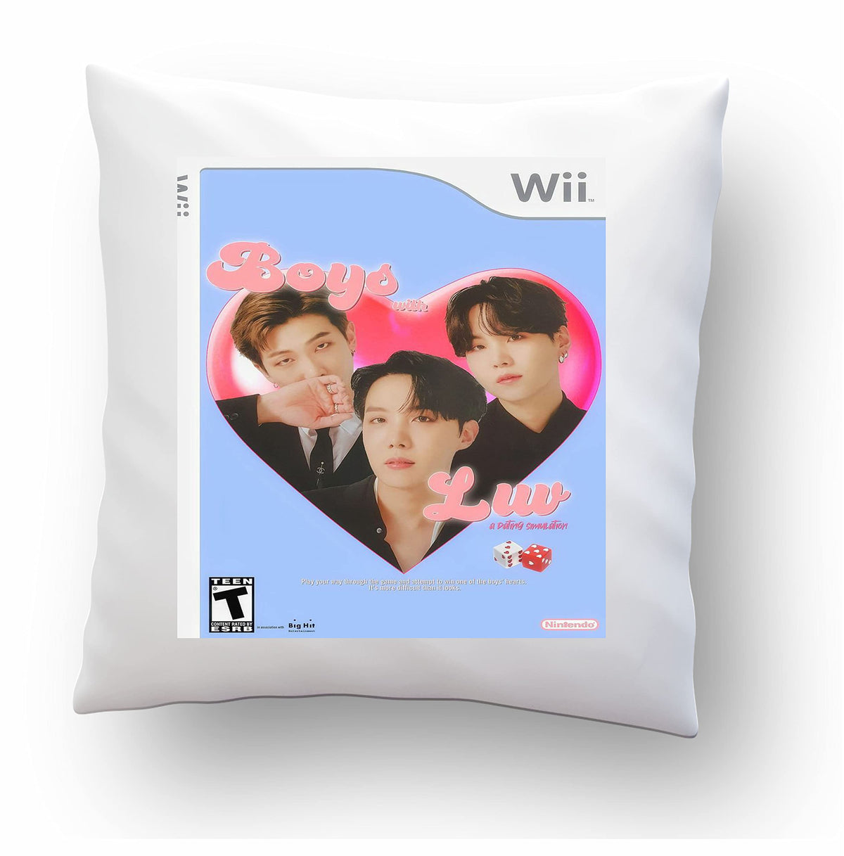CRAFT MANIACS BTS Boys LUV Pastel Blue Fan Art 16*16 INCHES Pillow with Filler | Officially Licensed BTS Merch