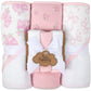 Hooded Baby Bath Towel and Washcloth 6 Piece Set for Newborns, Infants & Toddlers, Boys & Girls Baby Hooded Towels Set (Pink Bow