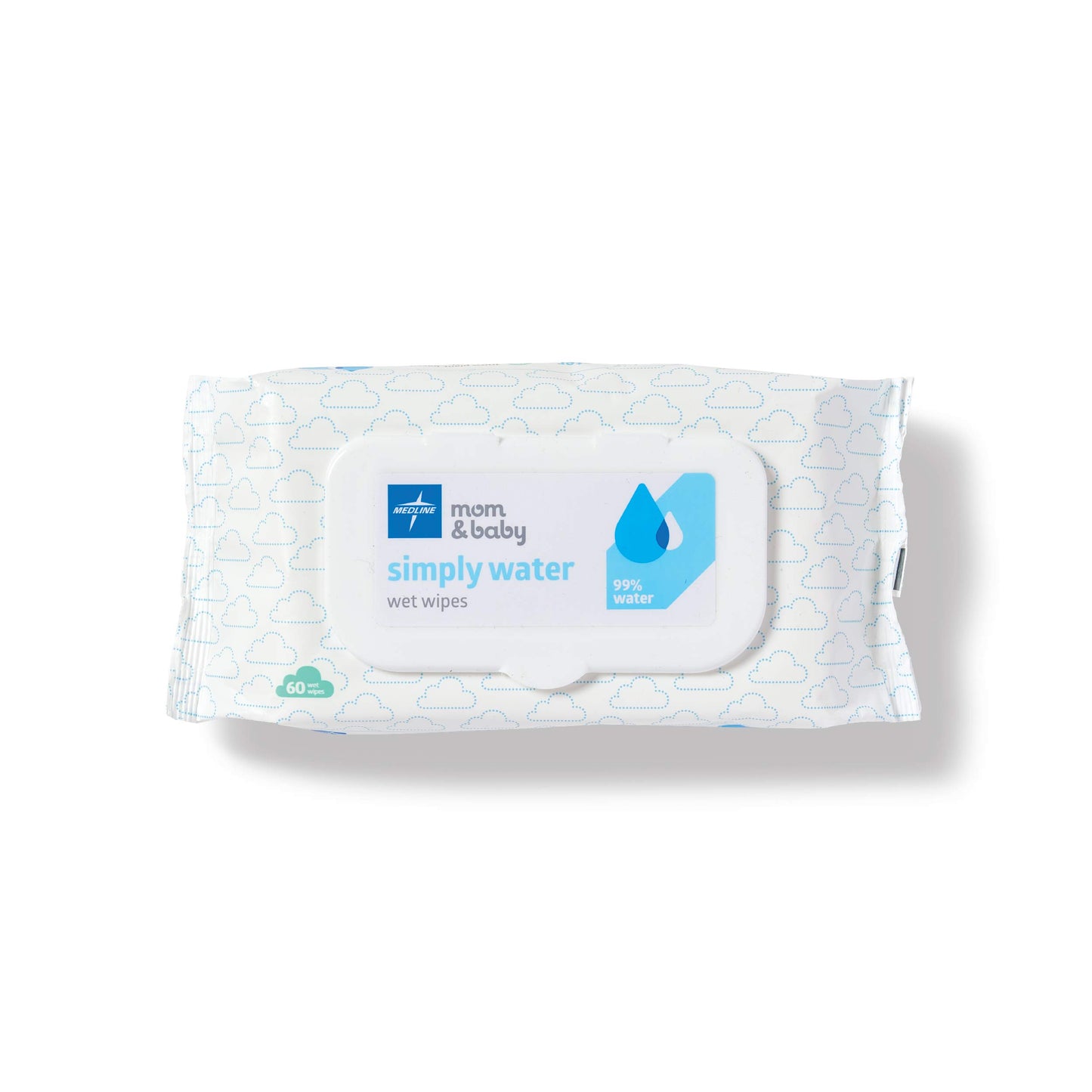 Medline Simply Water Baby Wipes, 99% Water Solution Wipes, 100% Plant-Based Bamboo Fiber Cloth, 60 Count (Pack Of 12)