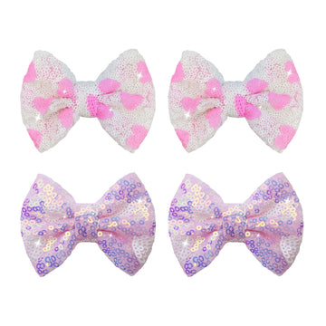 Pink Sequin Hair Bows For Girls Pink Heart Sparkly Alligator Clips Light Pink Love Heart Glitter Hair Accessories For Little Tee