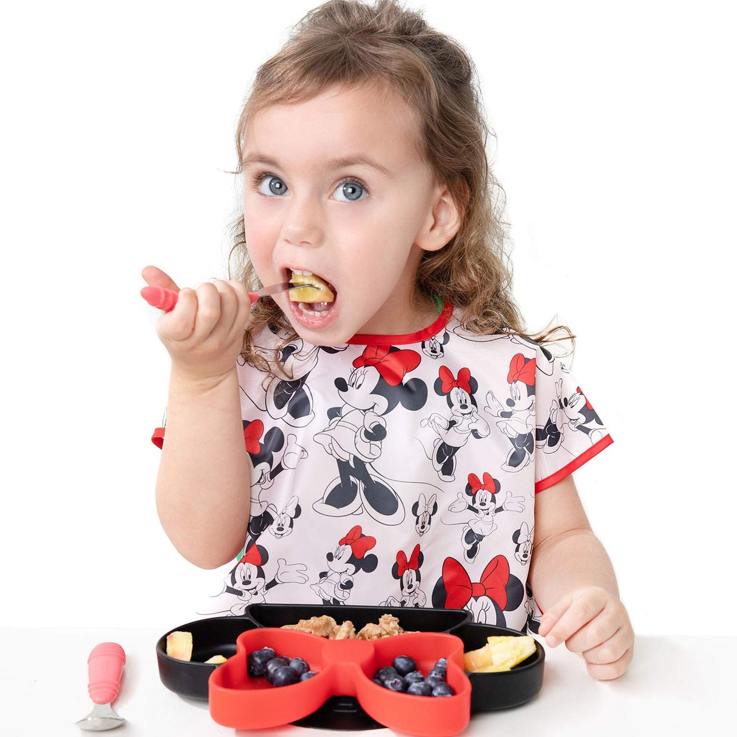 Bumkins Junior Short Sleeve Toddler Bib, Smock For Kids 1-3 Years, Waterproof Fabric, Disney Minnie Mouse Classic