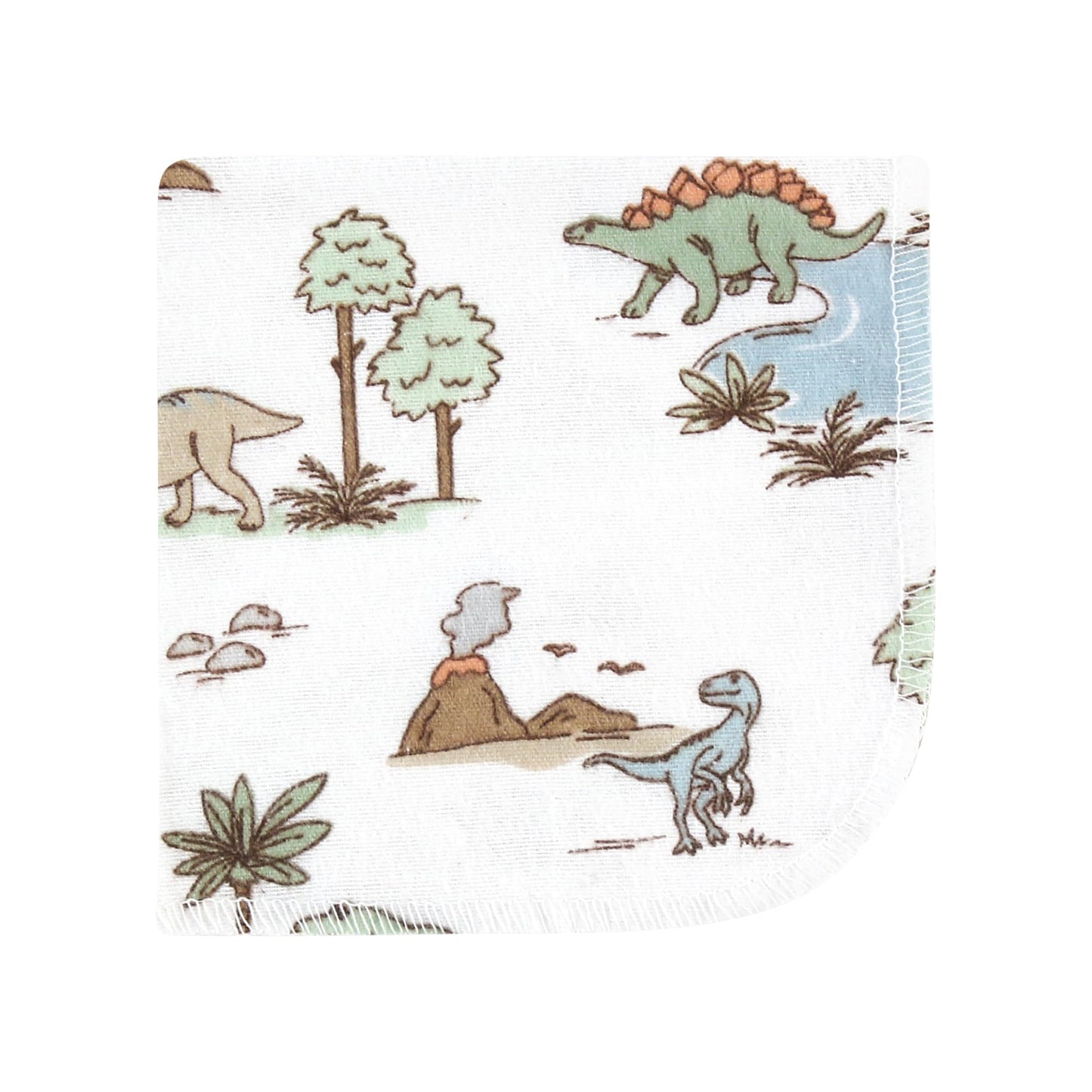 Hudson Baby Unisex Baby Flannel Washcloths, Dinosaur Adventures 10Pk, One Size