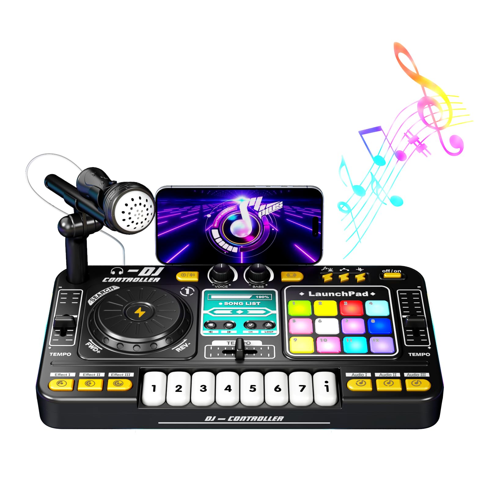 Kids DJ Mixer Table with Piano & Bluetooth - DJ Table for Toddlers 1-3-8 Musical Toys for Boys Girls - Birthday Christmas Gift w