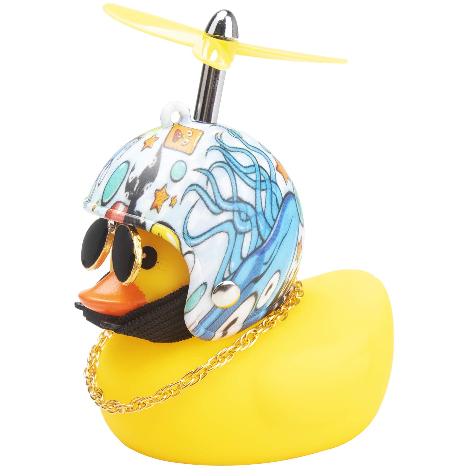 wonuu Rubber Duck Car Decorations Cute Yellow Duck Car Dashboard Ornaments with Propeller (Underwater World)