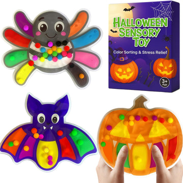 UURM 3 Pack Halloween Color Sorting Sensory Toys for Toddler, Fine Motor Travel Essential Montessori Autism Fidget Toys for Kid 