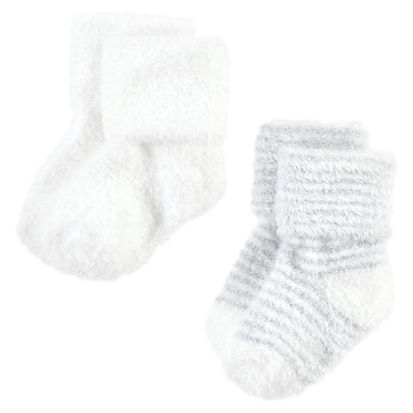 Hudson Baby Unisex Baby Cotton Rich Newborn And Terry Socks, Gray Stripe 8 Pack, 12-24 Months