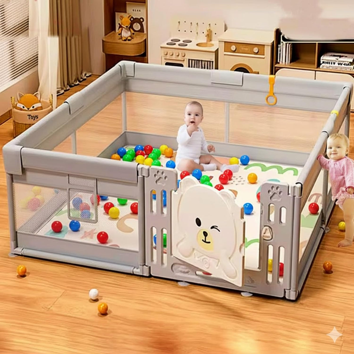 Hukimoyo Large 180X200 Cm Playpen For Babies Upto 5 Year Kids Play Yard Playpen Baby With Balls Baby Playard For Baby Play Area 
