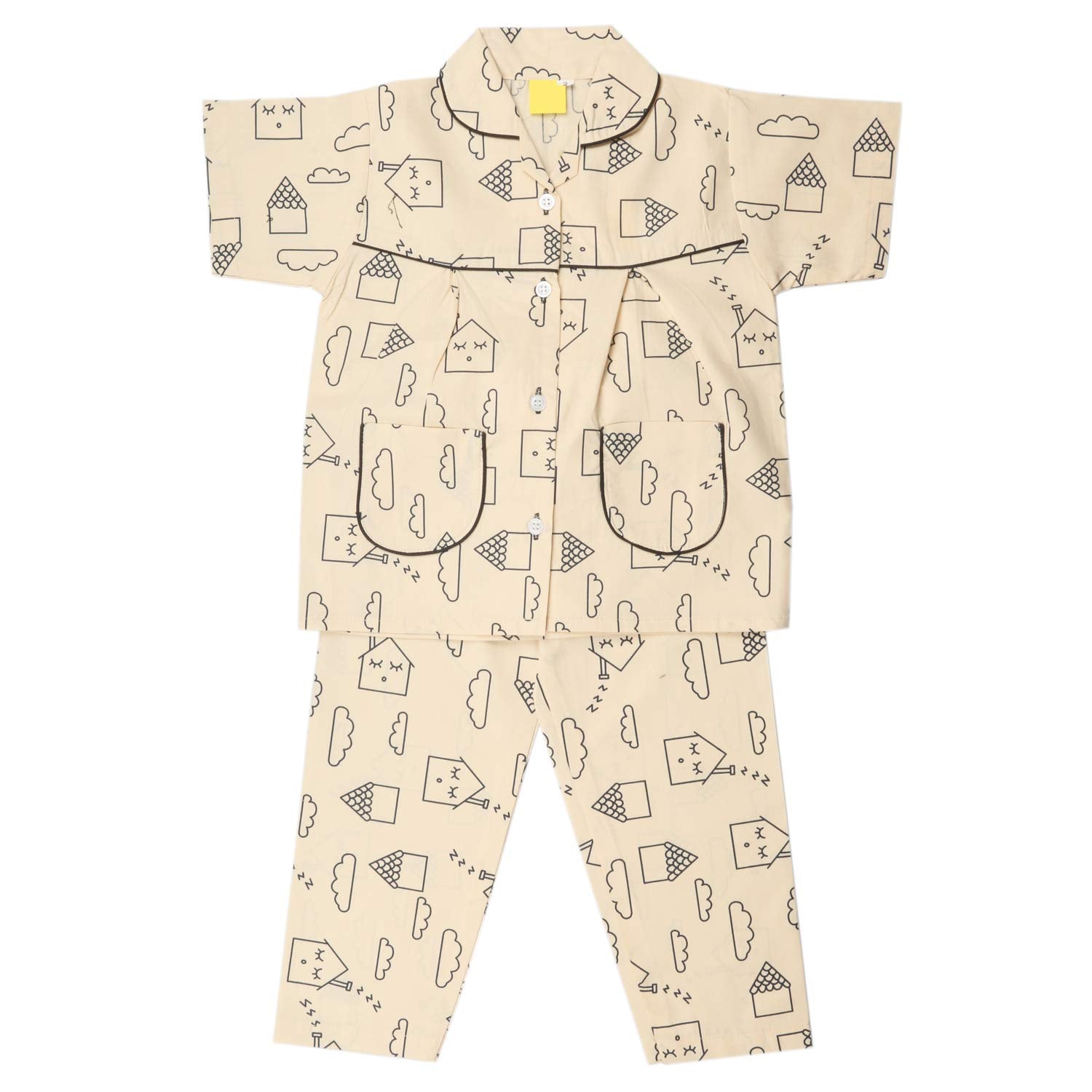 Wish Karo Cotton Nightdress for Boys & Girls(ND14crm_Cream_23yrs)