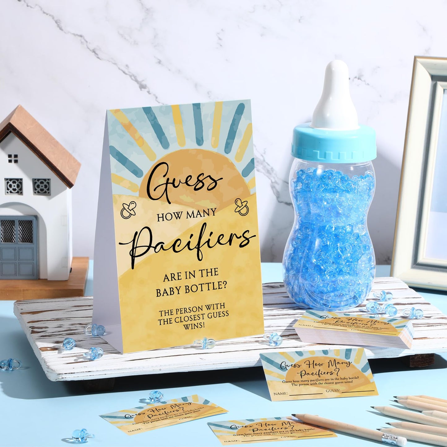 Roowest 512 Pcs Baby Shower Games Guess How Many Pacifiers Sign 100 Small Guessing Games 10 Hb Pencils 750Ml Milk Bottle 400 Acr