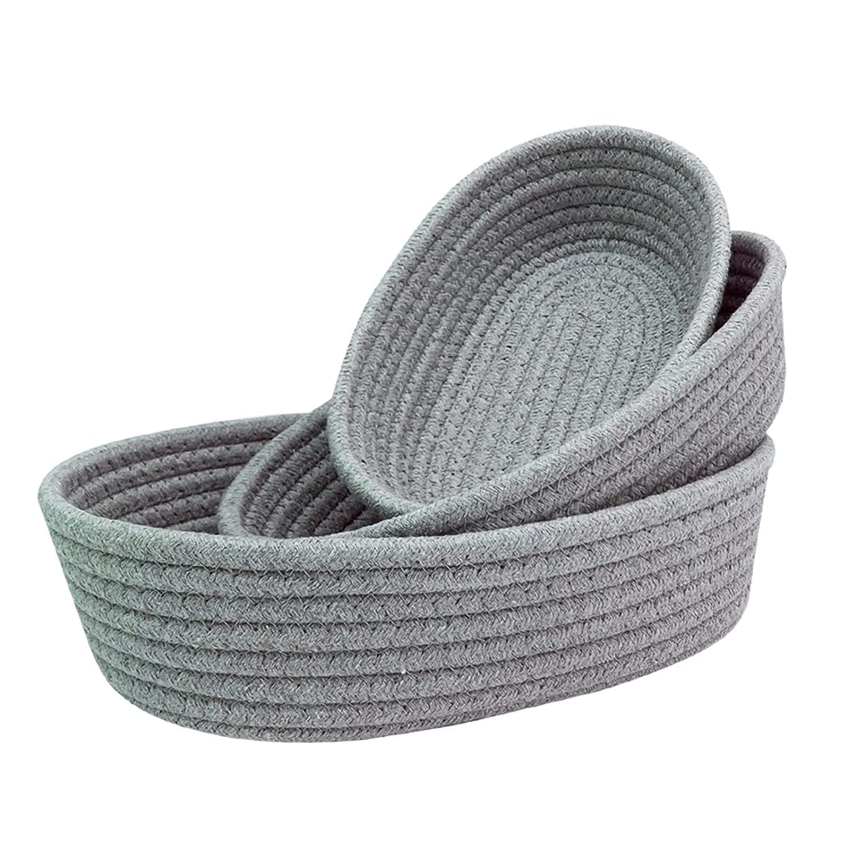 Textile and Beyond Mini Cotton Rope Basket Woven Organizer Tray for Baby Nursery, Toys, Fruits, Living Room, Kitchen & Office