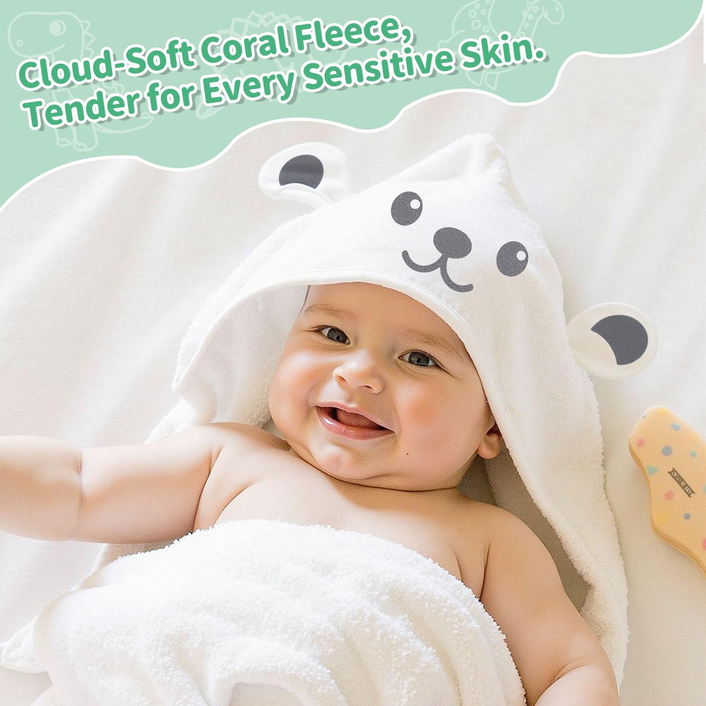 Saranna Baby Hooded Towels for Newborn 13pcs, Soft Baby Bath Towels and Washcloths Set for Toddlers, Infant Towels with Hood Set