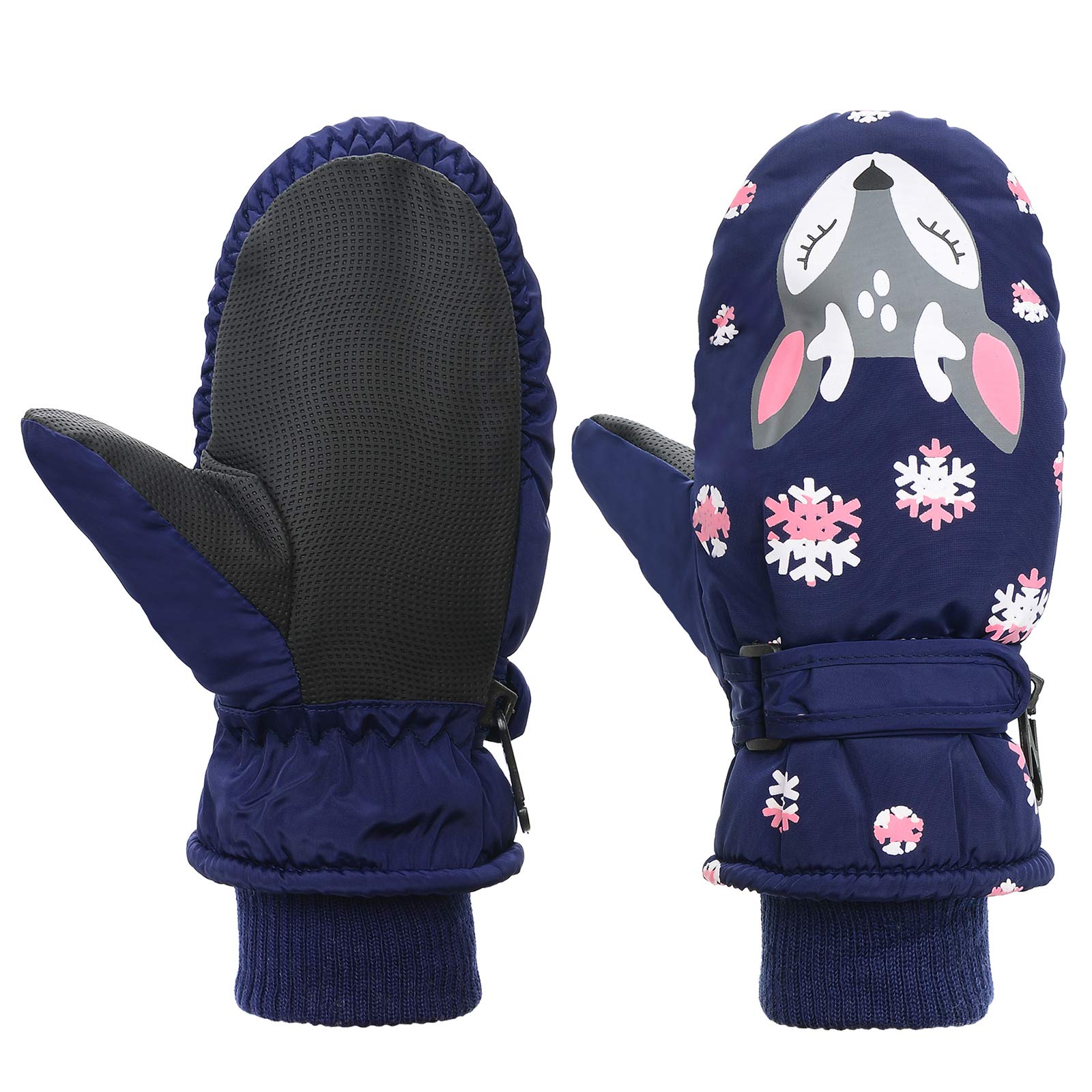 American Trends Toddler Mittens Winter Snow Glove Waterproof Mitten Warm Fleece Kid Ski Gloves For Boys Girls Navy Fox S