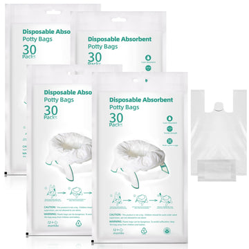 Reallnaive 120 Pcs Travel Potty Bags Liners Bedside Commode Liners With Absorbent Pads Disposable Potty Portable Training Bags F