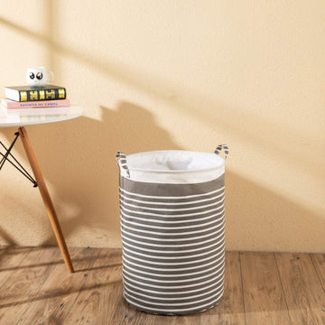 Wehuse Waterproof Fabric Laundry Hamper Collapsible, 22 Inch Tall Grey Thickened Canvas Dirty Clothes Hampers For Bedroom, Kids