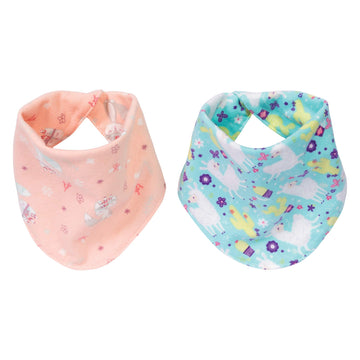 Trend Lab Southwest Llama 2 Pack Reversible Flannel Bandana Bib Set-Fox/Dot, Llama/Chevron Prints, Pinks, Mint, Gray, Turquoise,
