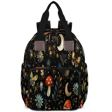 CNNINGYI Baby Diapers Bag Backpack, Botanical Mushroom Waterproof Large Baby Bag for Mom Dad, Vintage Red Mushroom Travel Diaper
