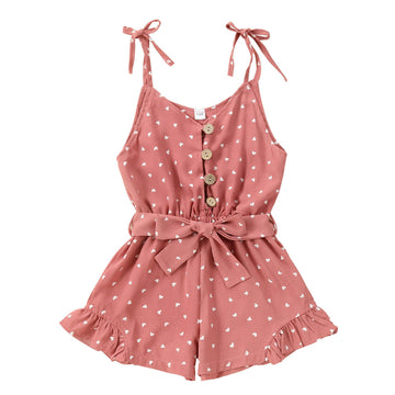 3T Girl Clothes Toddler Baby Girls Strap Sleeveless One Piece Halter Romper Summer Jumpsuit, Pink Heart 3-4T/110Cm