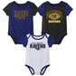 Outerstuff Nfl Newborn Baby And Infant Short Sleeve Bodysuit Variety 3-Pack - Baltimore Ravens, 3-6M