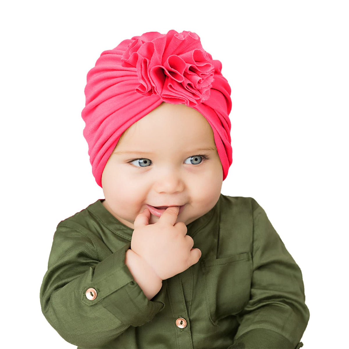 SYGA Baby Cap Naylon Cotton Flower Turban Hat Soft,Stretchable for Baby Cap 03 Years Pink