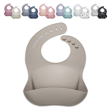 Goobie Baby Silicone Baby Bib With Food Catcher - Adjustable Waterproof Feeding Bib For Babies & Toddlers 4 To 36 Months In Styl
