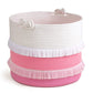 CherryNow Large Rope Basket - 16x13 Pink Decorative Woven Basket for Toys, Blankets, or Laundry, Cute Tassel Decor for Baby 