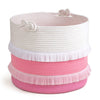 CherryNow Large Rope Basket - 16x13 Pink Decorative Woven Basket for Toys, Blankets, or Laundry, Cute Tassel Decor for Baby 